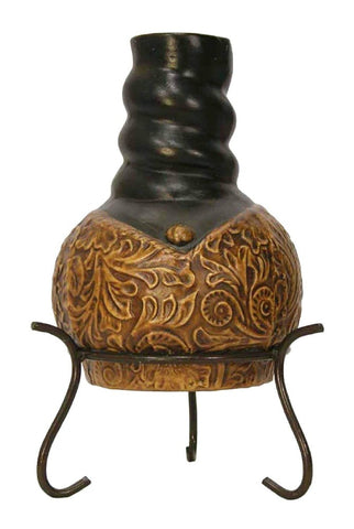 Vase With Stand - Leather Finished Rust