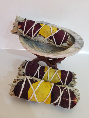 Smudge Set 5pc - Sanitizer- Abalone Shell with Stand